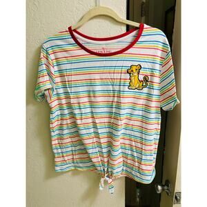 Disneys Lion King Tie Crop Top Multi Rainbow Stripe Size XL